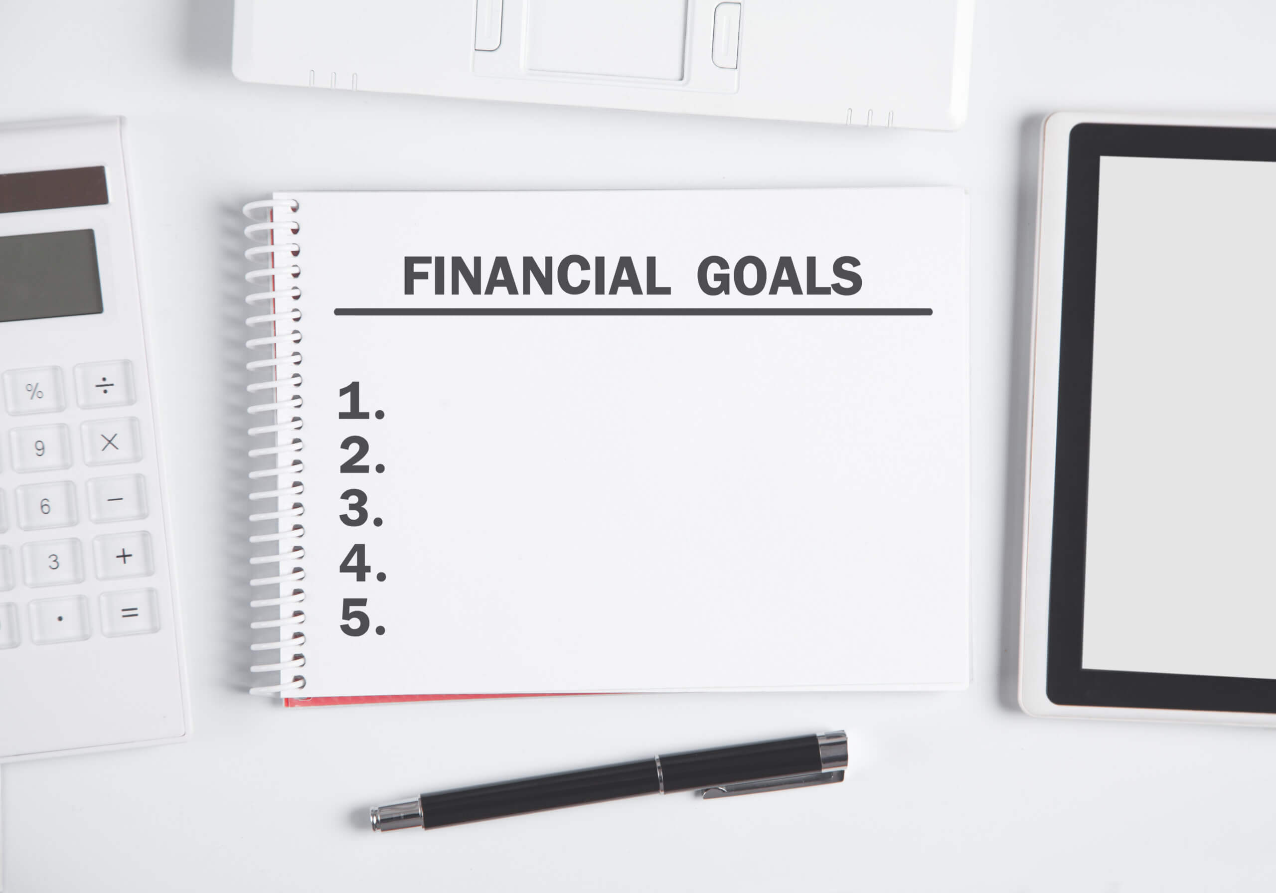 blank paper for setting financial goals