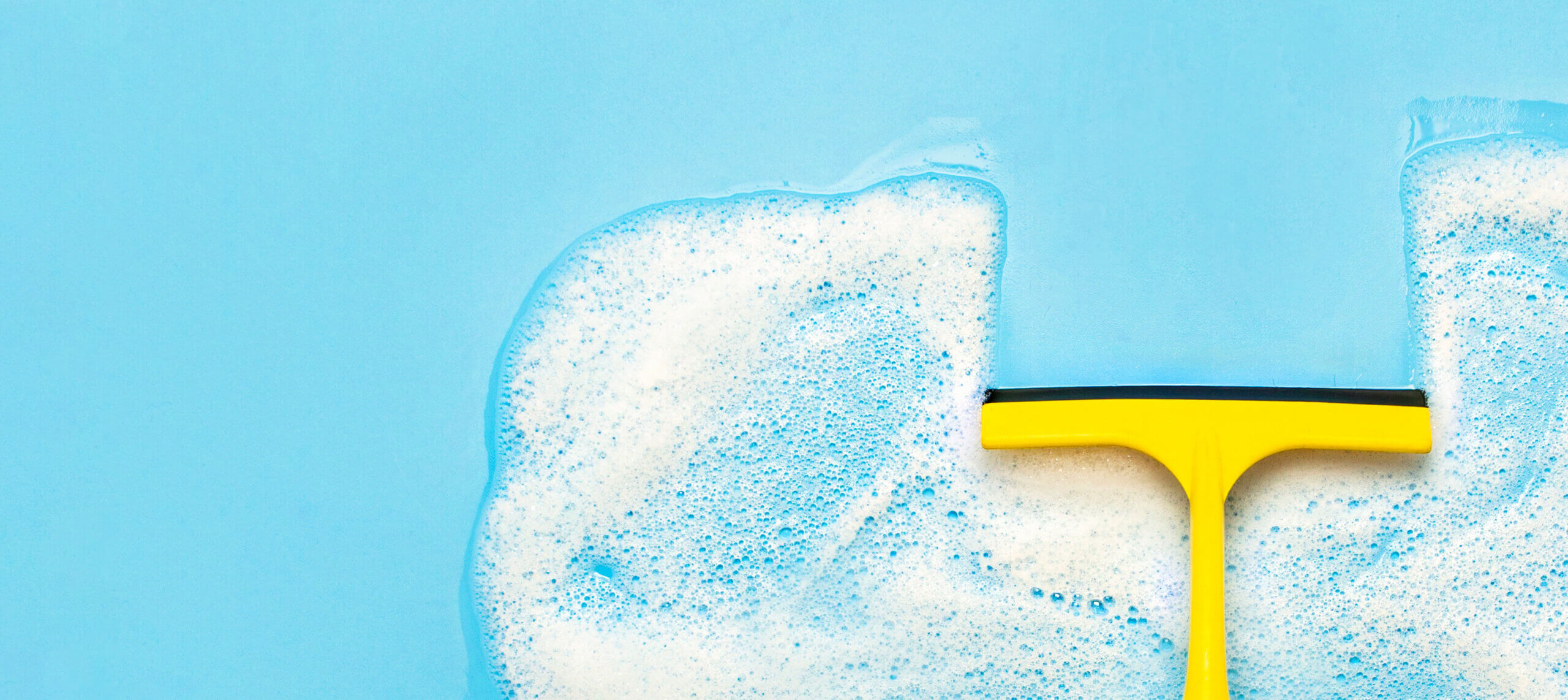 cleaning away soap suds