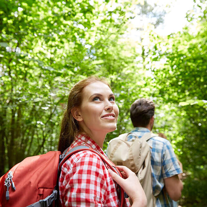 girl walking in bush