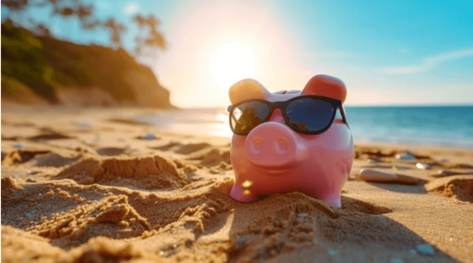 piggy bank on beach
